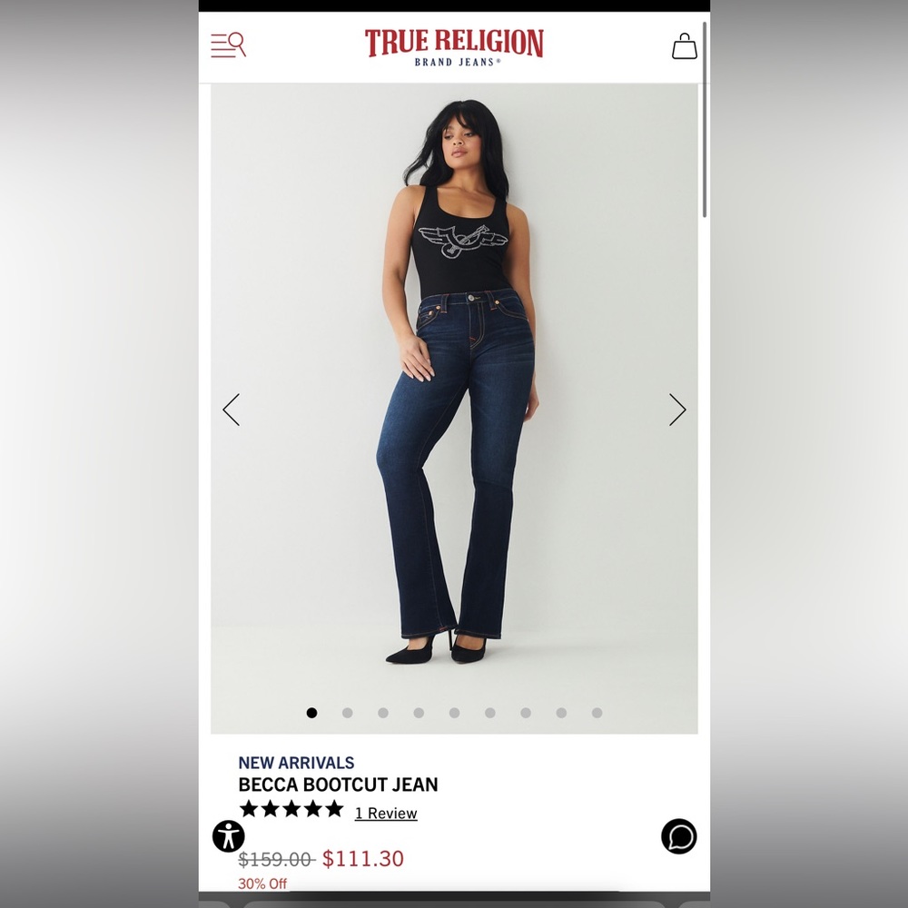 True Religion “BECCA” mid rise bootcut, dark wash jeans